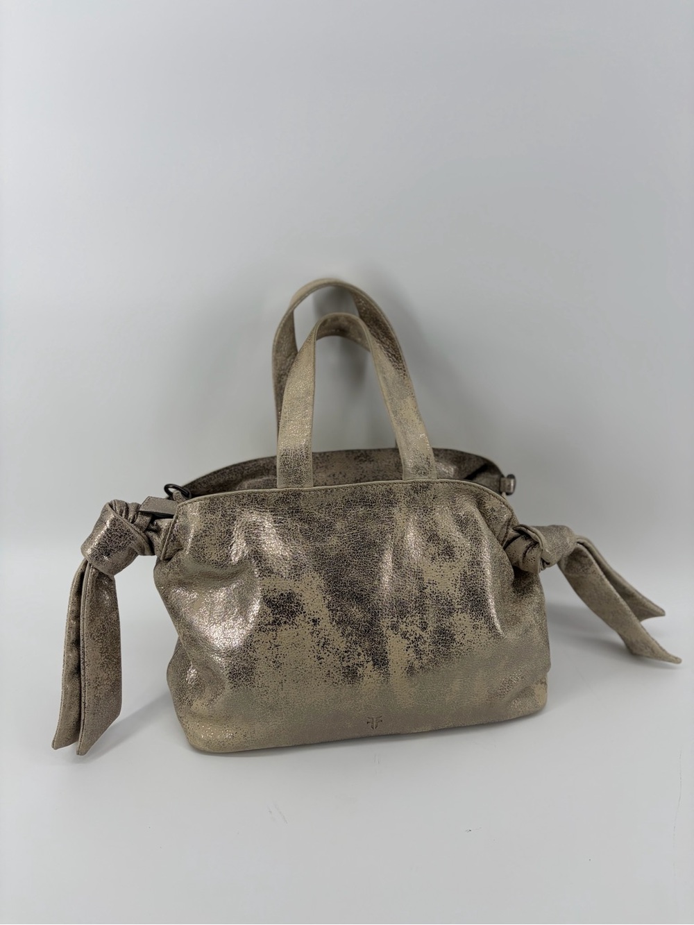 Frye Nora Leather Satchel Cream Metallic Gold, NO STRAP